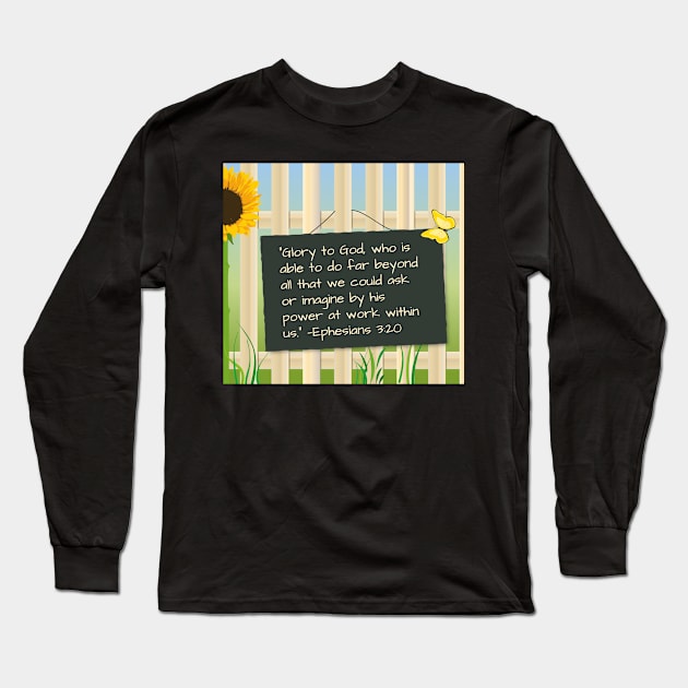 Bible verse Ephesians 3:20 on chalkboard Long Sleeve T-Shirt by DesignIndex